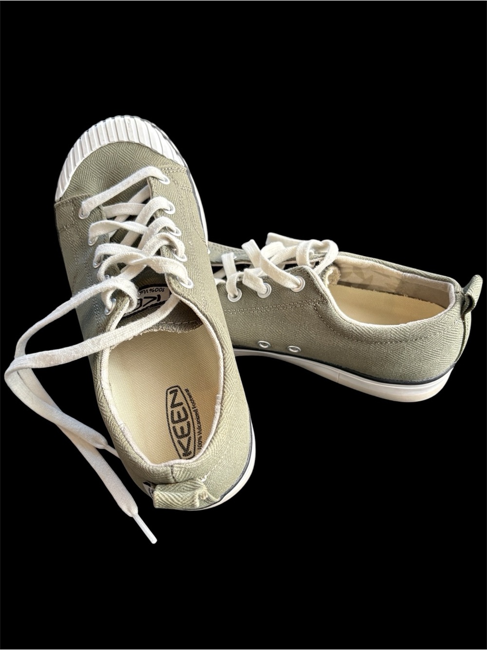Keen Low-Top Canvas Sneakers in Olive and White - Picture 2 of 4